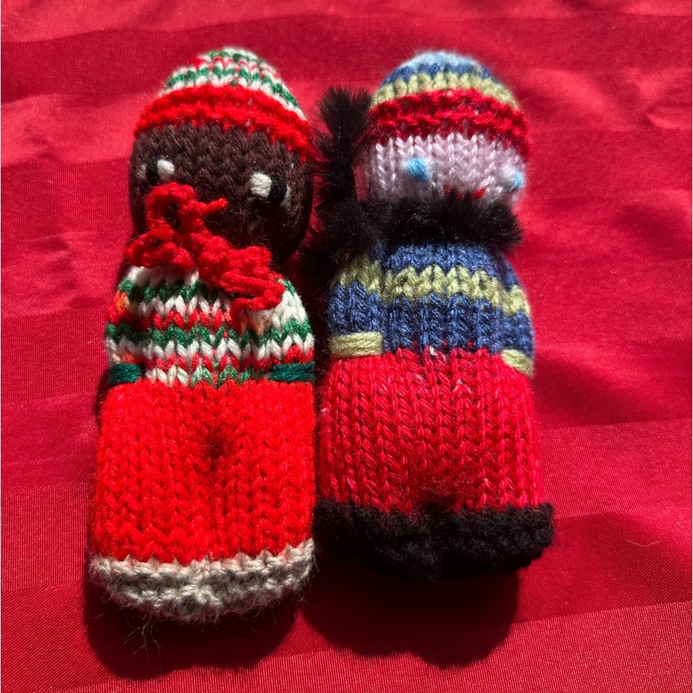 Handmade handknit dolls with toques crochet stuffed toys